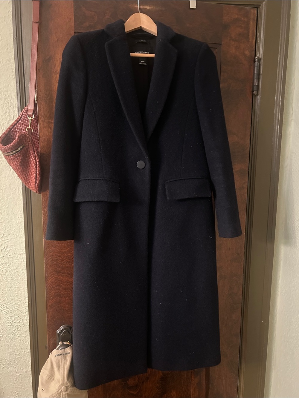 Club Monaco Women's Long Navy Wool Coat